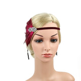Maxbell 1920S Feather Headband Feather Headpiece for Theme Party Performances Stage 1 Piece Wine Red
