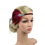 Maxbell 1920S Feather Headband Feather Headpiece for Theme Party Performances Stage 1 Piece Wine Red