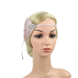 Maxbell 1920S Feather Headband Feather Headpiece for Theme Party Performances Stage 1 Piece Pink
