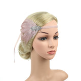 Maxbell 1920S Feather Headband Feather Headpiece for Theme Party Performances Stage 1 Piece Pink