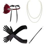 Maxbell 1920S Feather Headband Feather Headpiece for Theme Party Performances Stage 4 Pieces Wine Red