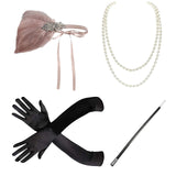 Maxbell 1920S Feather Headband Feather Headpiece for Theme Party Performances Stage 4 Pieces Pink