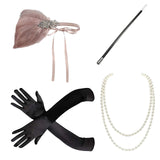 Maxbell 1920S Feather Headband Feather Headpiece for Theme Party Performances Stage 4 Pieces Pink