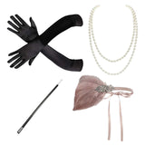 Maxbell 1920S Feather Headband Feather Headpiece for Theme Party Performances Stage 4 Pieces Pink