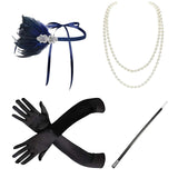 Maxbell 1920S Feather Headband Feather Headpiece for Theme Party Performances Stage 4 Pieces Blue