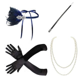 Maxbell 1920S Feather Headband Feather Headpiece for Theme Party Performances Stage 4 Pieces Blue