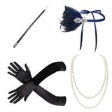Maxbell 1920S Feather Headband Feather Headpiece for Theme Party Performances Stage 4 Pieces Blue