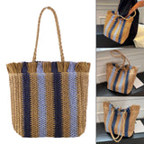 Maxbell Women Woven Bag Tote Weaving Casual Straw Shoulder Bag Handbag Travel Khaki