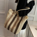 Maxbell Women Woven Bag Tote Weaving Casual Straw Shoulder Bag Handbag Travel Beige