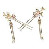 Maxbell 2x Ancient Chinese Hairpin with Pendant Artificial Rhinestone for Wedding