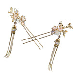Maxbell 2x Ancient Chinese Hairpin with Pendant Artificial Rhinestone for Wedding