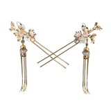 Maxbell 2x Ancient Chinese Hairpin with Pendant Artificial Rhinestone for Wedding