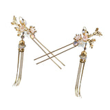Maxbell 2x Ancient Chinese Hairpin with Pendant Artificial Rhinestone for Wedding