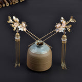 Maxbell 2x Ancient Chinese Hairpin with Pendant Artificial Rhinestone for Wedding