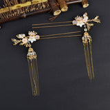 Maxbell 2x Ancient Chinese Hairpin with Pendant Artificial Rhinestone for Wedding