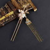 Maxbell 2x Ancient Chinese Hairpin with Pendant Artificial Rhinestone for Wedding