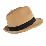 Maxbell Unisex Panama Jazz Hat Short Brim Feather Decorated Sunhat Fedora Hats Khaki