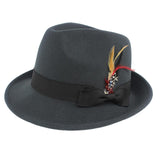 Maxbell Unisex Panama Jazz Hat Short Brim Feather Decorated Sunhat Fedora Hats Grey