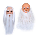 Maxbell Latex Mask Human Wrinkle Face Mask for Cosplay Party Fancy Dress whit Hair