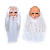 Maxbell Latex Mask Human Wrinkle Face Mask for Cosplay Party Fancy Dress whit Hair