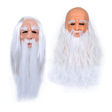 Maxbell Latex Mask Human Wrinkle Face Mask for Cosplay Party Fancy Dress whit Hair