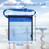 Maxbell Mesh Beach Sand Toy Totes Mesh Beach Tote for Storage Shell Snacks or Toys Blue