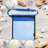 Maxbell Mesh Beach Sand Toy Totes Mesh Beach Tote for Storage Shell Snacks or Toys Blue