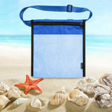 Maxbell Mesh Beach Sand Toy Totes Mesh Beach Tote for Storage Shell Snacks or Toys Blue