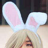 Maxbell Rabbit Ears Headwear Headdress Ear Hair Hoop for Cosplay Holiday white