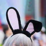 Maxbell Rabbit Ears Headwear Headdress Ear Hair Hoop for Cosplay Holiday black