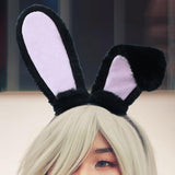 Maxbell Rabbit Ears Headwear Headdress Ear Hair Hoop for Cosplay Holiday black