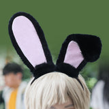 Maxbell Rabbit Ears Headwear Headdress Ear Hair Hoop for Cosplay Holiday black