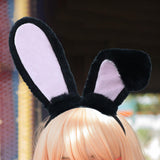 Maxbell Rabbit Ears Headwear Headdress Ear Hair Hoop for Cosplay Holiday black