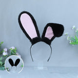 Maxbell Rabbit Ears Headwear Headdress Ear Hair Hoop for Cosplay Holiday black
