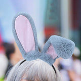 Maxbell Rabbit Ears Headwear Headdress Ear Hair Hoop for Cosplay Holiday gray