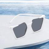 Maxbell Oversized Square Sunglasses Shades Beach Women UV 400 Men Glasses White