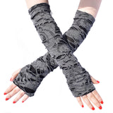 Maxbell Broken Slit Gloves Steampunk Ripped Gloves Party Gothic Fingerless Gloves