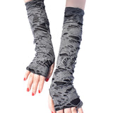 Maxbell Broken Slit Gloves Steampunk Ripped Gloves Party Gothic Fingerless Gloves