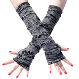 Maxbell Broken Slit Gloves Steampunk Ripped Gloves Party Gothic Fingerless Gloves