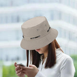 Maxbell Bucket Hat with Rope Breathable Summer for Gardening Fishing Hunting gray