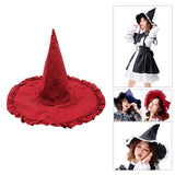 Maxbell Wizard Wide Brim Headgear Pointed Top for Halloween red