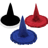 Maxbell Wizard Wide Brim Headgear Pointed Top for Halloween red