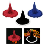 Maxbell Wizard Wide Brim Headgear Pointed Top for Halloween red