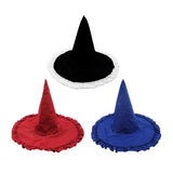 Maxbell Wizard Wide Brim Headgear Pointed Top for Halloween red