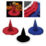 Maxbell Wizard Wide Brim Headgear Pointed Top for Halloween red