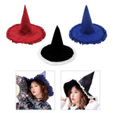 Maxbell Wizard Wide Brim Headgear Pointed Top for Halloween red
