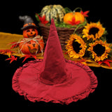 Maxbell Wizard Wide Brim Headgear Pointed Top for Halloween red