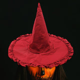 Maxbell Wizard Wide Brim Headgear Pointed Top for Halloween red