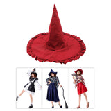 Maxbell Wizard Wide Brim Headgear Pointed Top for Halloween red