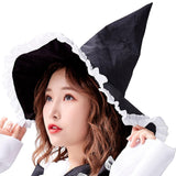 Maxbell Wizard Wide Brim Headgear Pointed Top for Halloween black